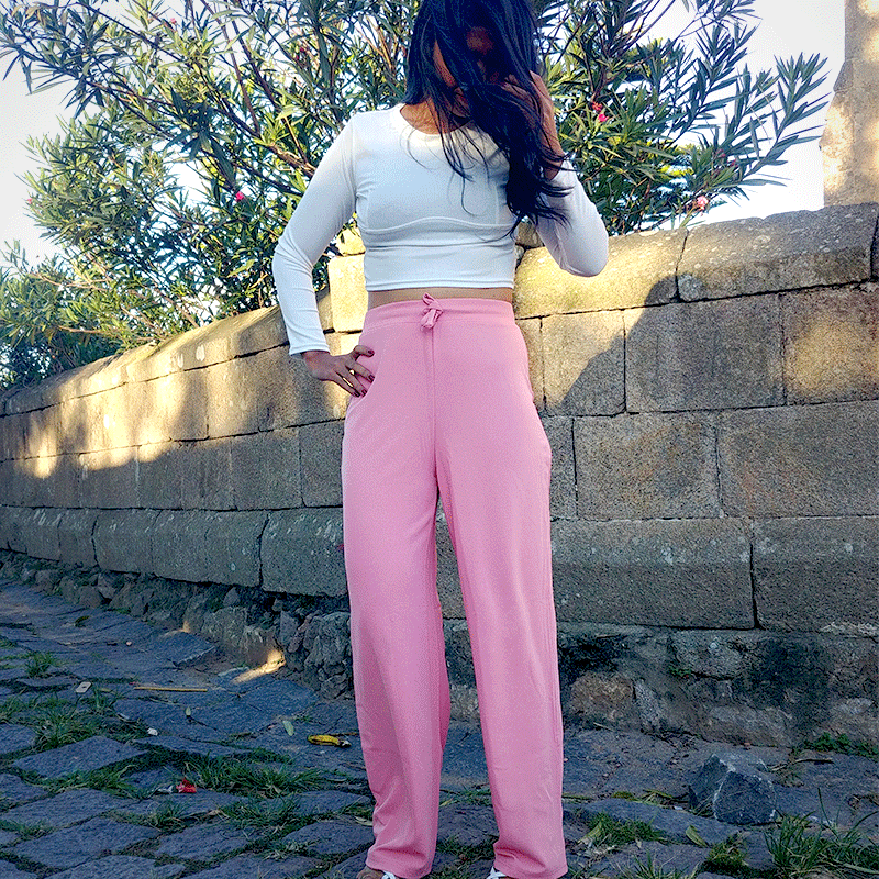 Pantalon rose nude noué