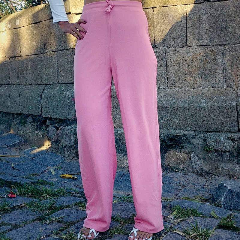 Pantalon rose nude noué