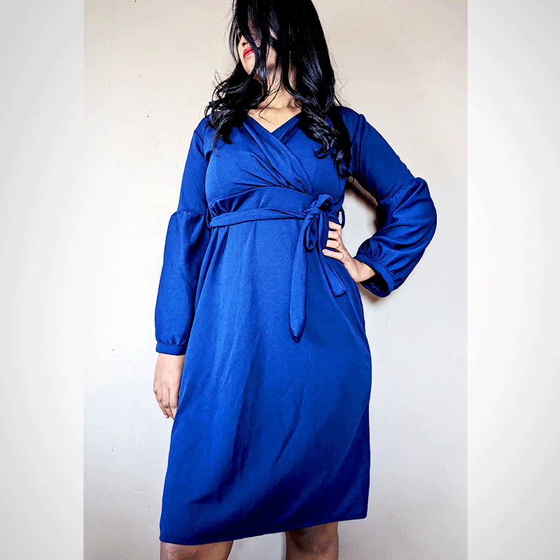 Robe cache coeur femme bleu