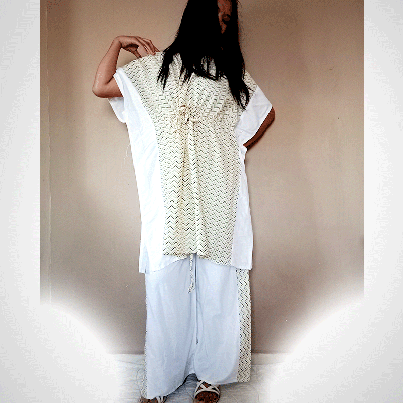 Ensemble tunique et pantalon kaftan indien