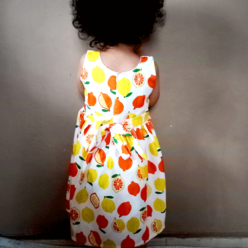 Robe petite fille sans manche jaune orange petite fille