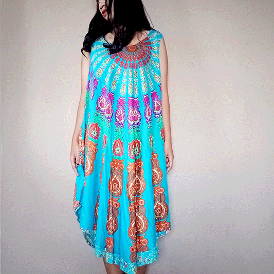 Robe ample sans manche imprimée à l'indienne