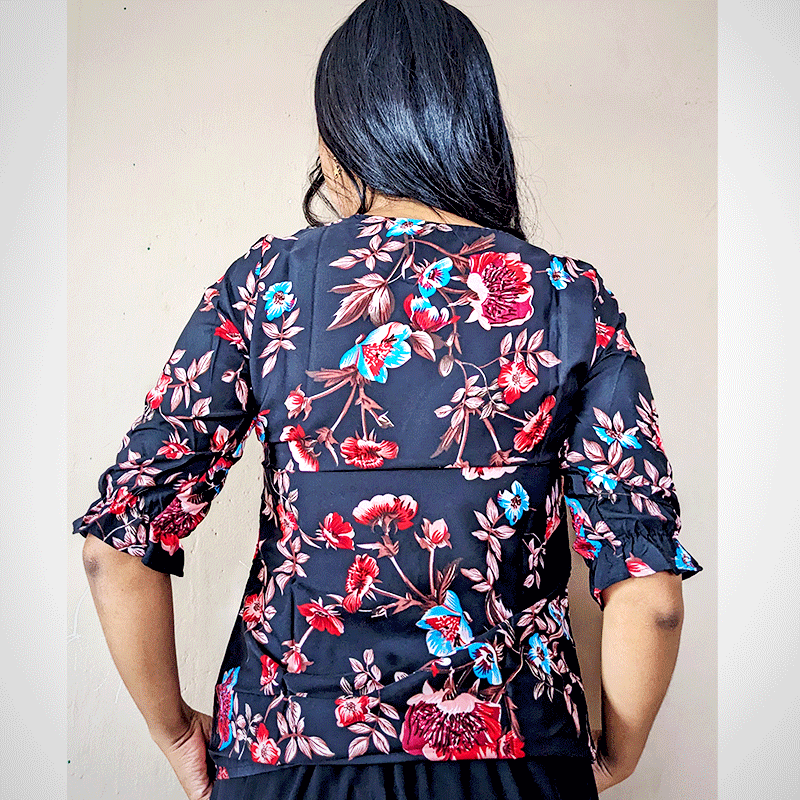 Blouse fleuri noir