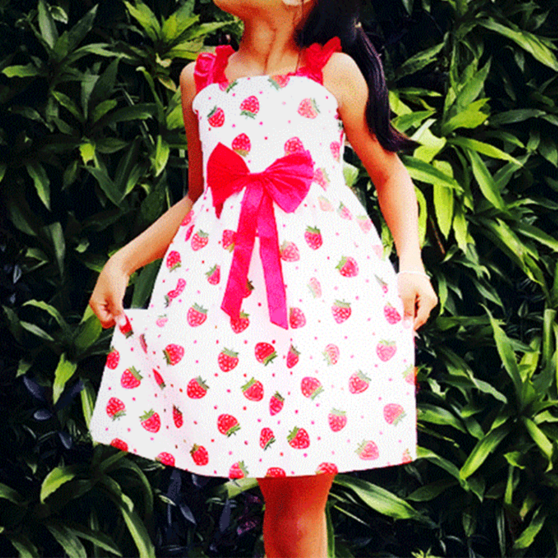 Robe petite fille rouge à bretelle (3-4 yrs)